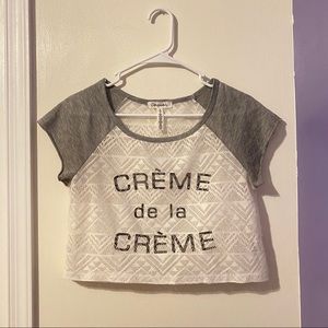 Aeropostale Gray and White Crop Top S